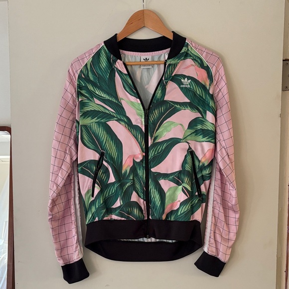 Adidas Women's Tropical Leaf Bomber Jacket - Picture 1 of 6